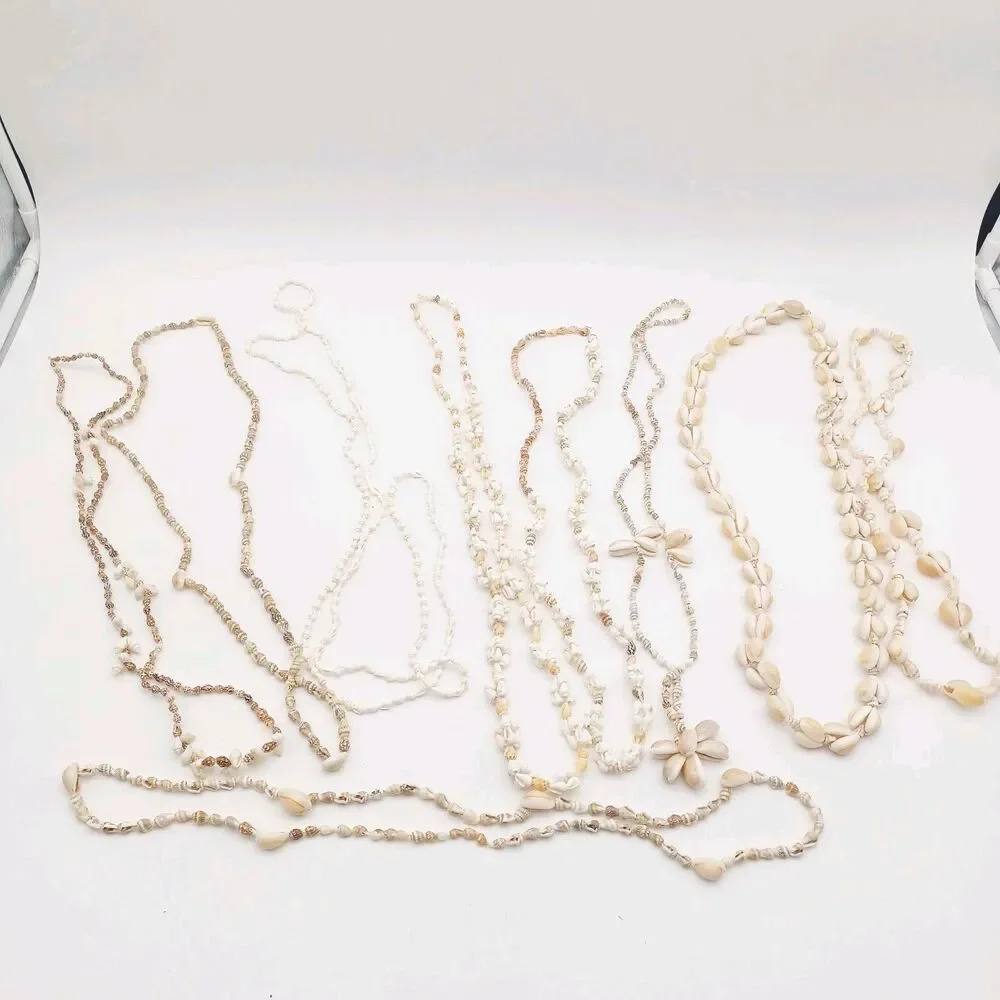Shell Necklaces Beach Wedding Jewelry Lot of 9 Bulk Mixed Shells Handmade